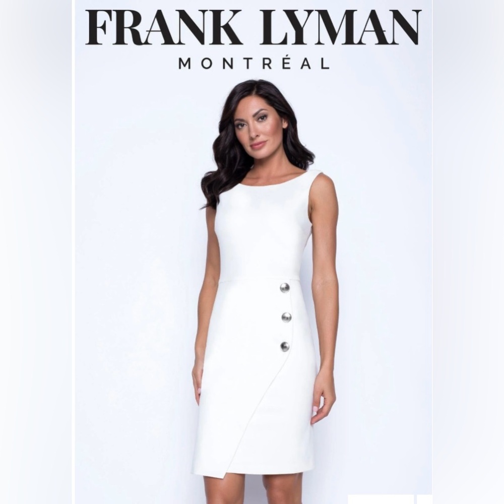 Frank Lyman Design White Midi Dress with Button Detail